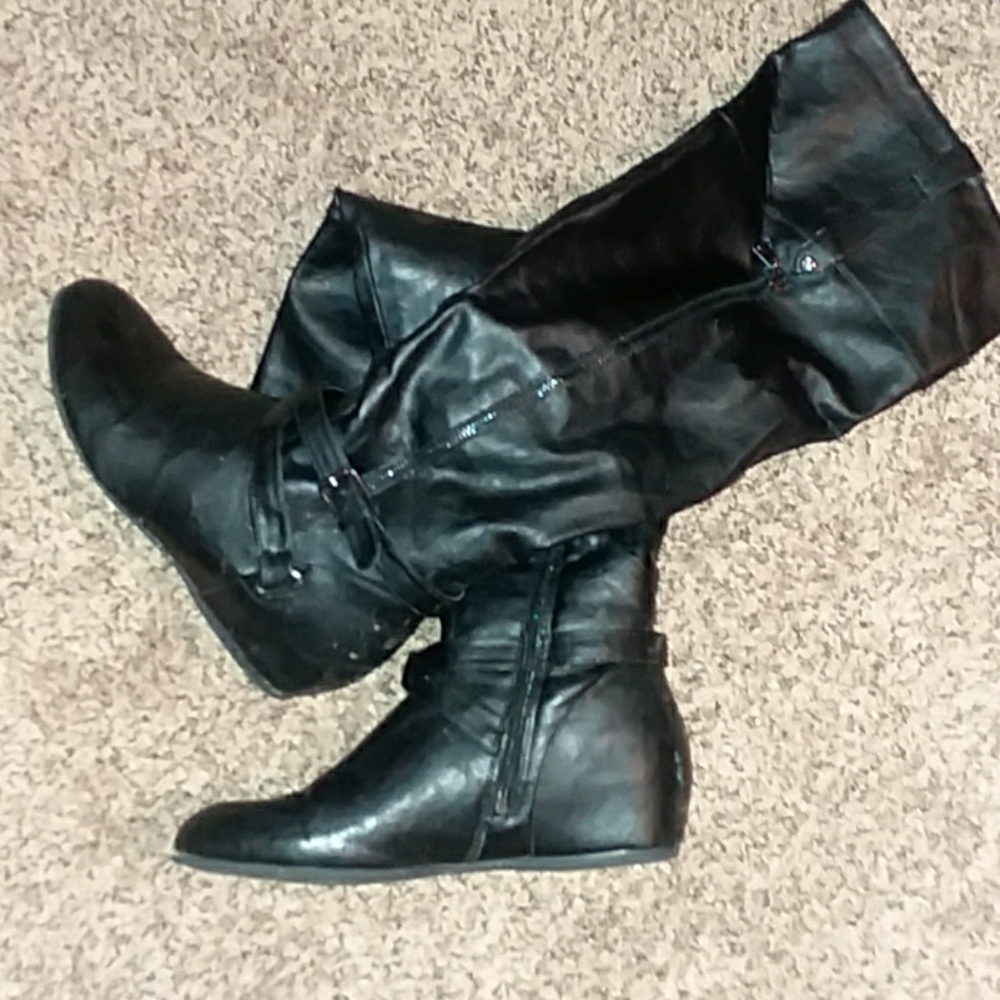 G by Guess Black Knee High Boots w/ Small Heel